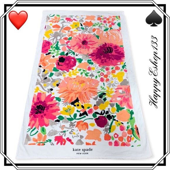 ♠️❤️kate spade New York 100% Cotton Oversized Beach Towel Beautiful Floral - Picture 15 of 15